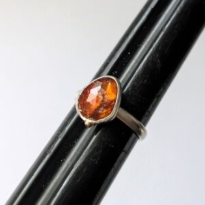 New handmade ring with flaws Sterling silver Orange kyanite gem stone